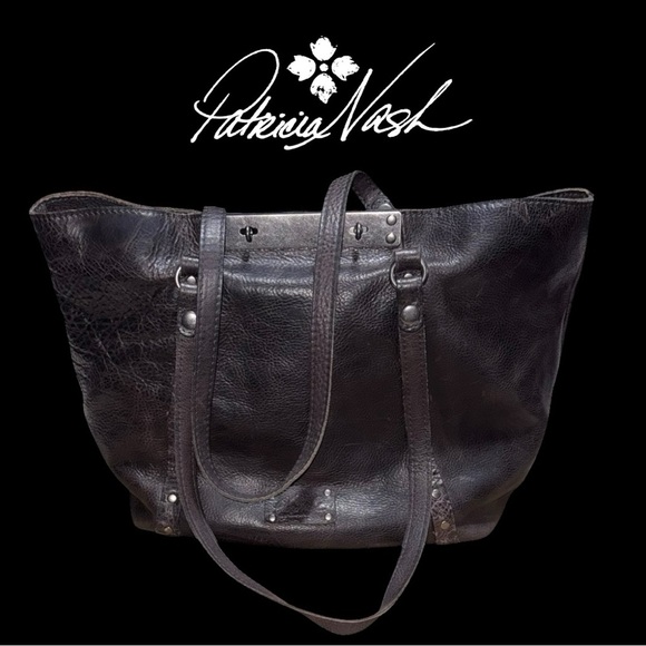 Patricia Nash Black Leather Tote or Laptop Bag - Picture 14 of 16